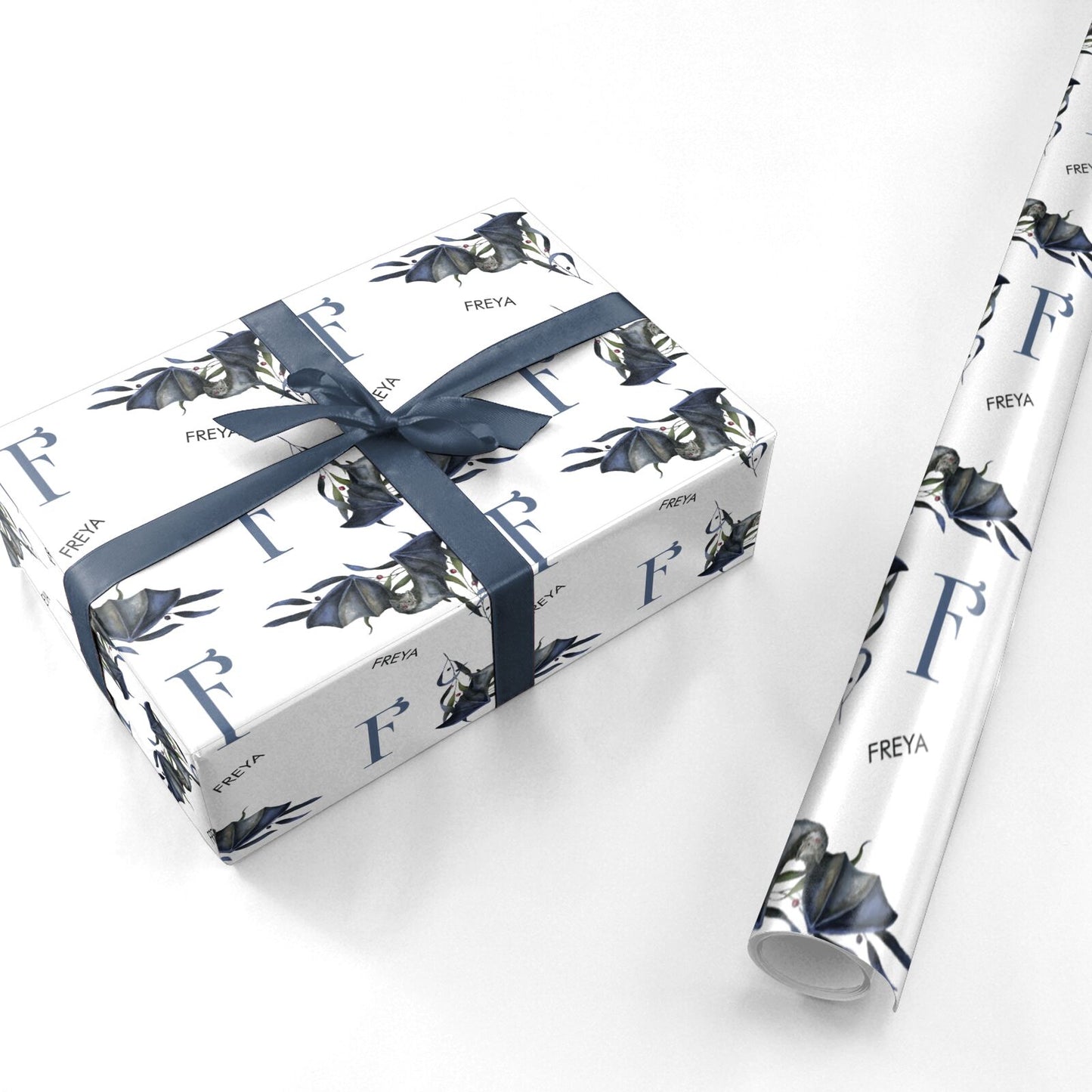 Monogram Bats Personalised Wrapping Paper