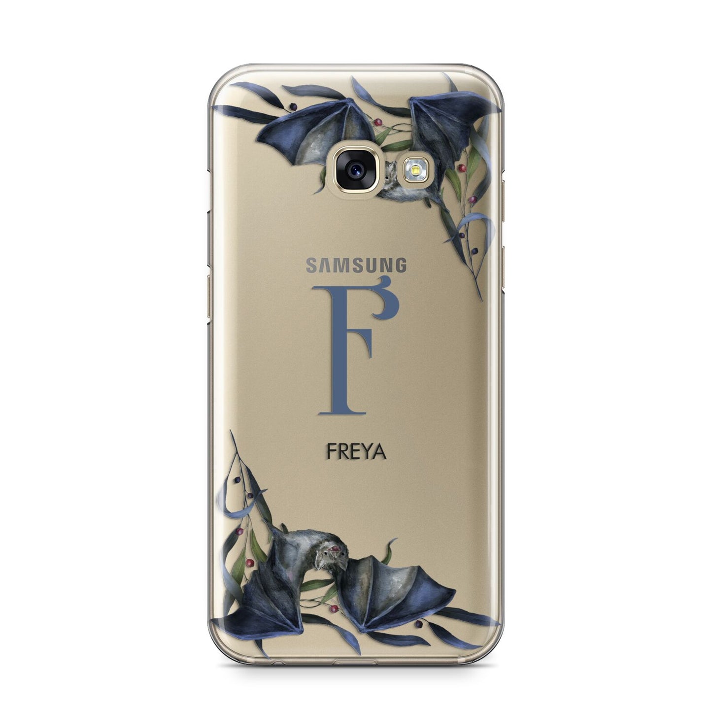 Monogram Bats Samsung Galaxy A3 2017 Case on gold phone