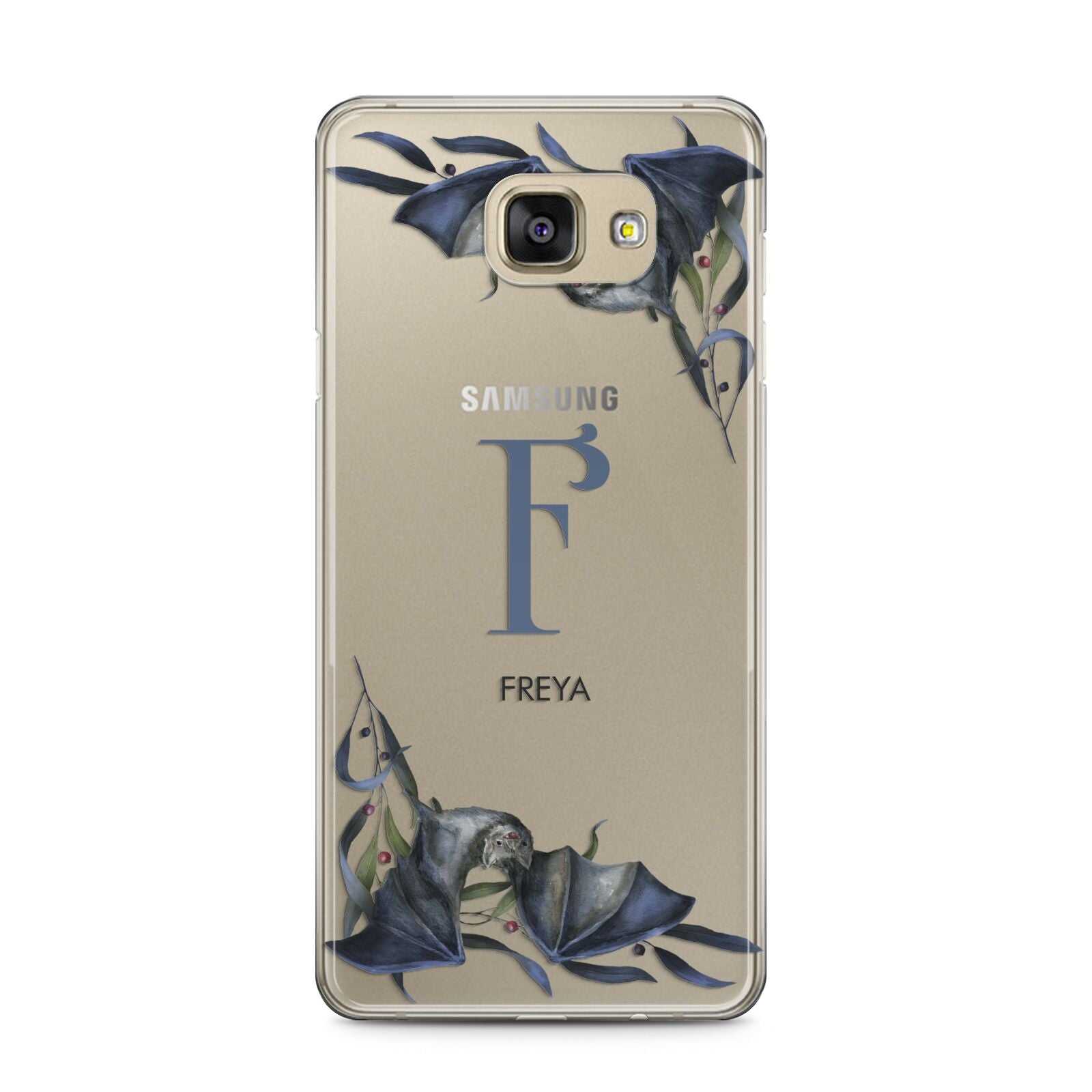 Monogram Bats Samsung Galaxy A5 2016 Case on gold phone