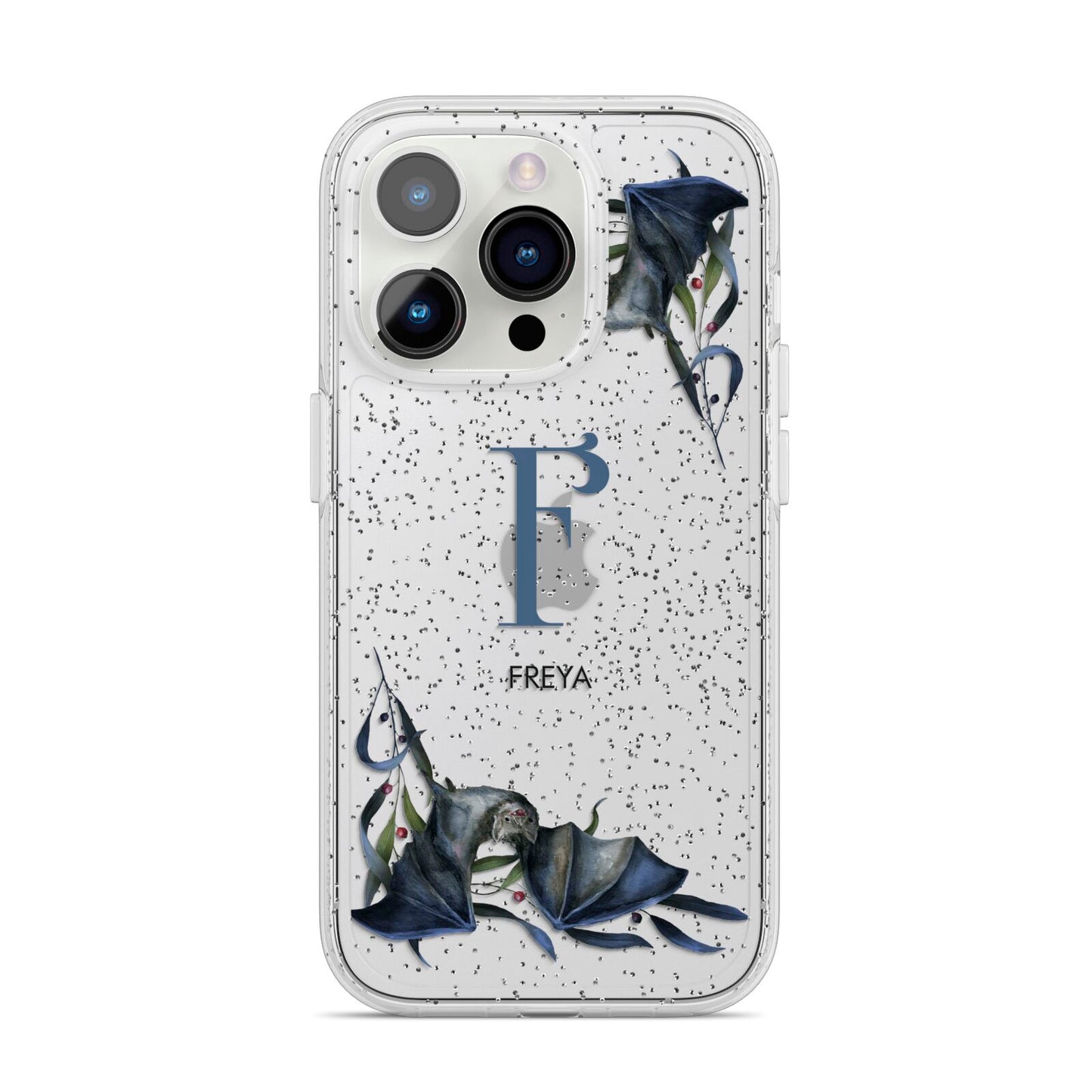 Monogram Bats iPhone 14 Pro Glitter Tough Case Silver