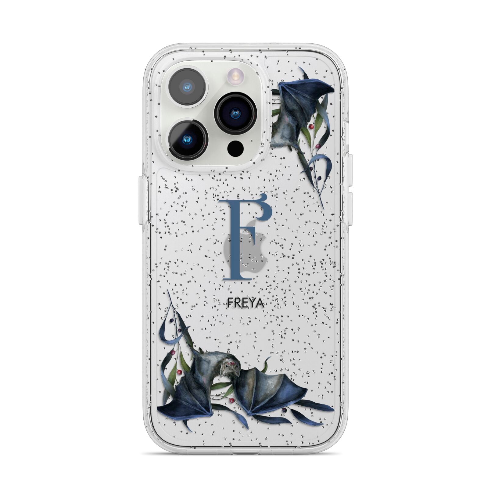 Monogram Bats iPhone 14 Pro Glitter Tough Case Silver