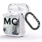 Monogram Black White Swirl Marble AirPods Glitter Case Side Image