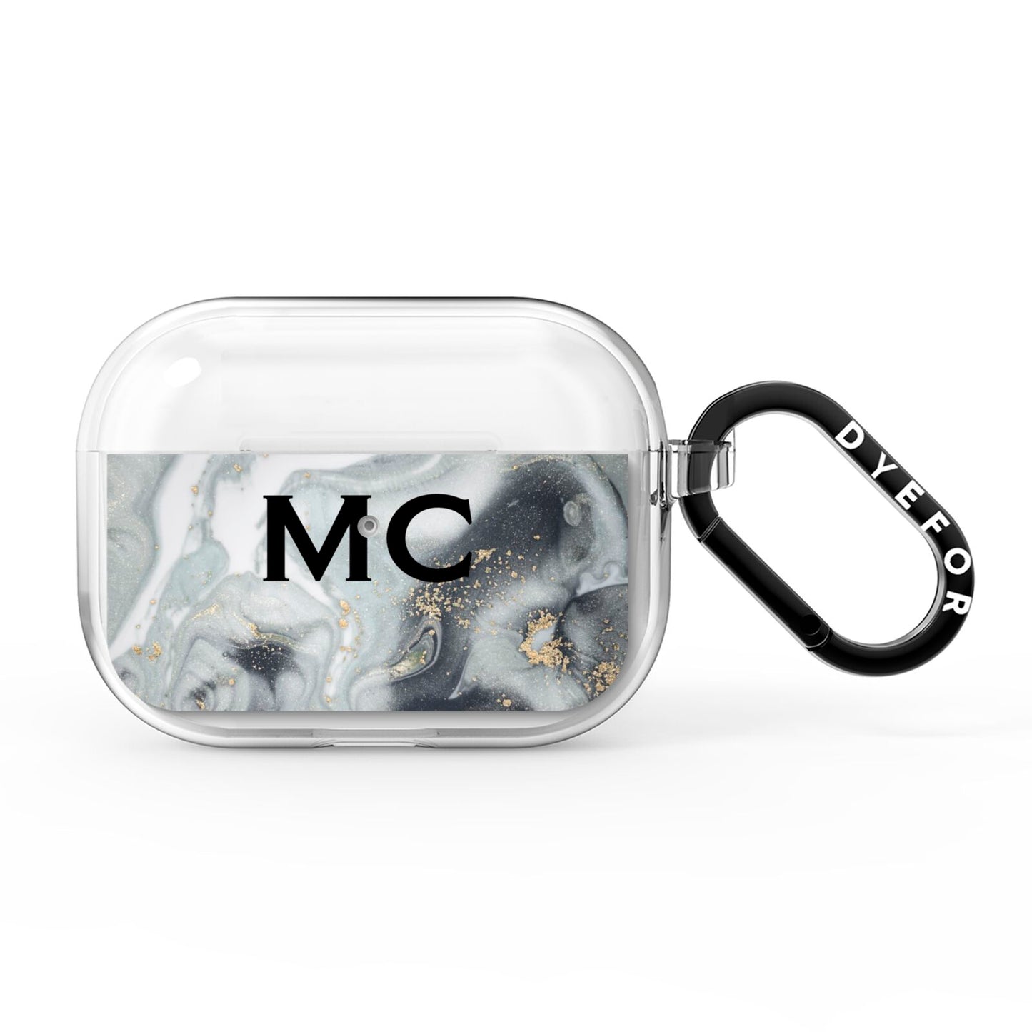 Monogram Black White Swirl Marble AirPods Pro Clear Case