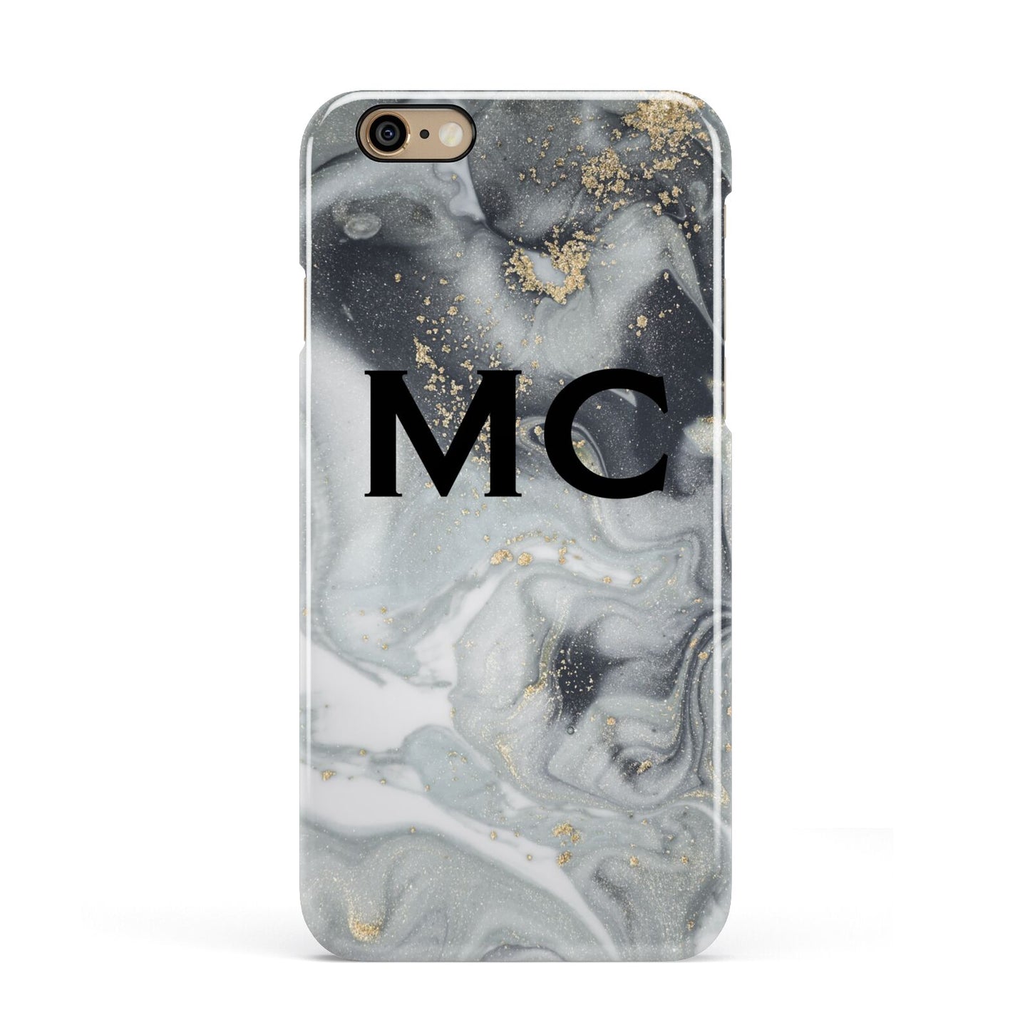 Monogram Black White Swirl Marble Apple iPhone 6 3D Snap Case