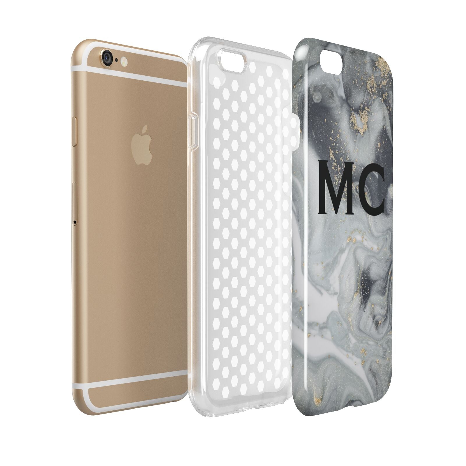 Monogram Black White Swirl Marble Apple iPhone 6 3D Tough Case Expanded view