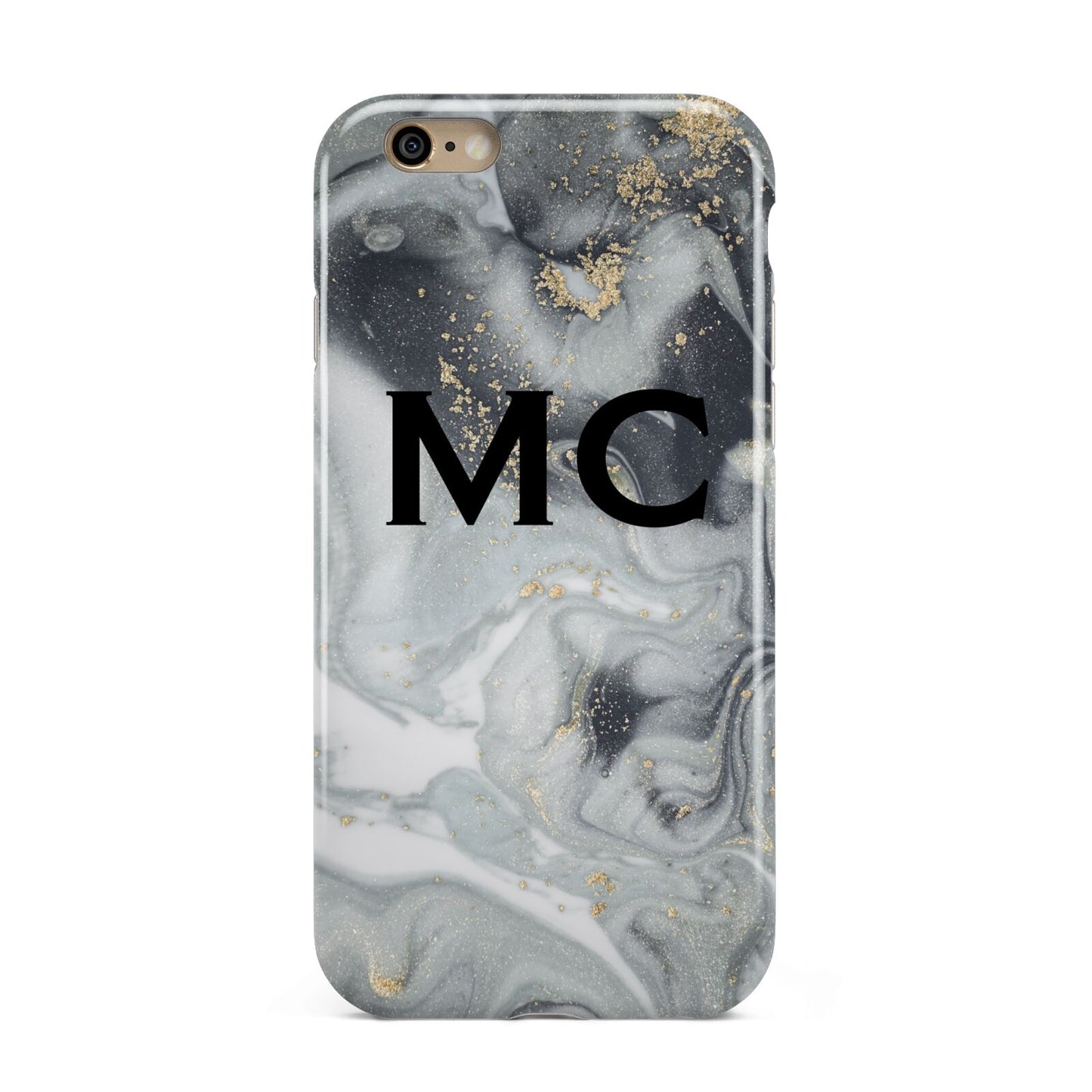 Monogram Black White Swirl Marble Apple iPhone 6 3D Tough Case