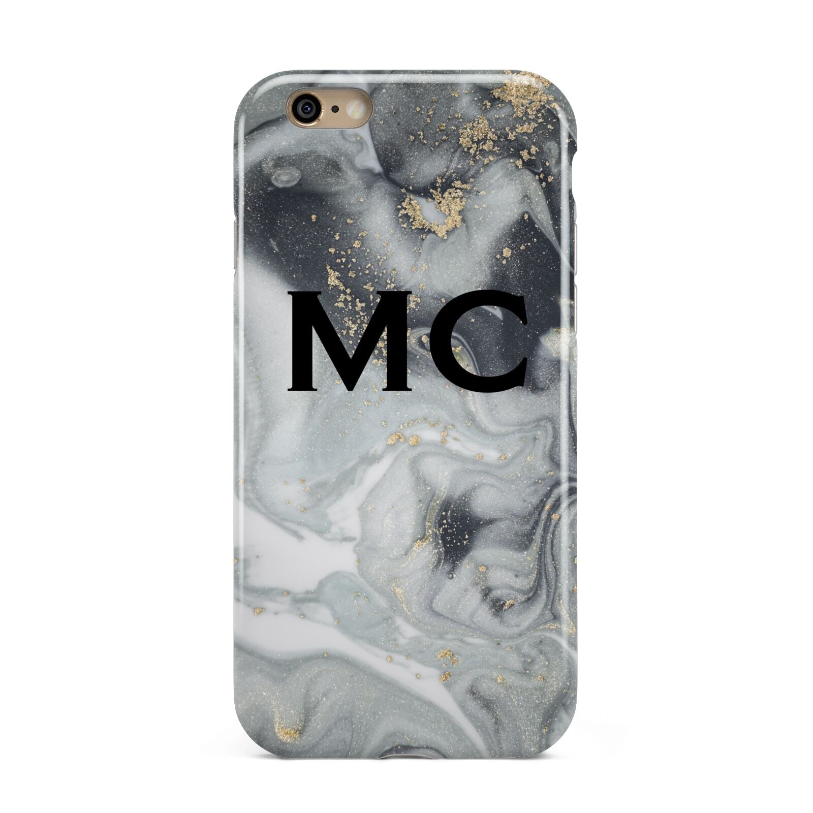 Monogram Black White Swirl Marble Apple iPhone 6 3D Tough Case