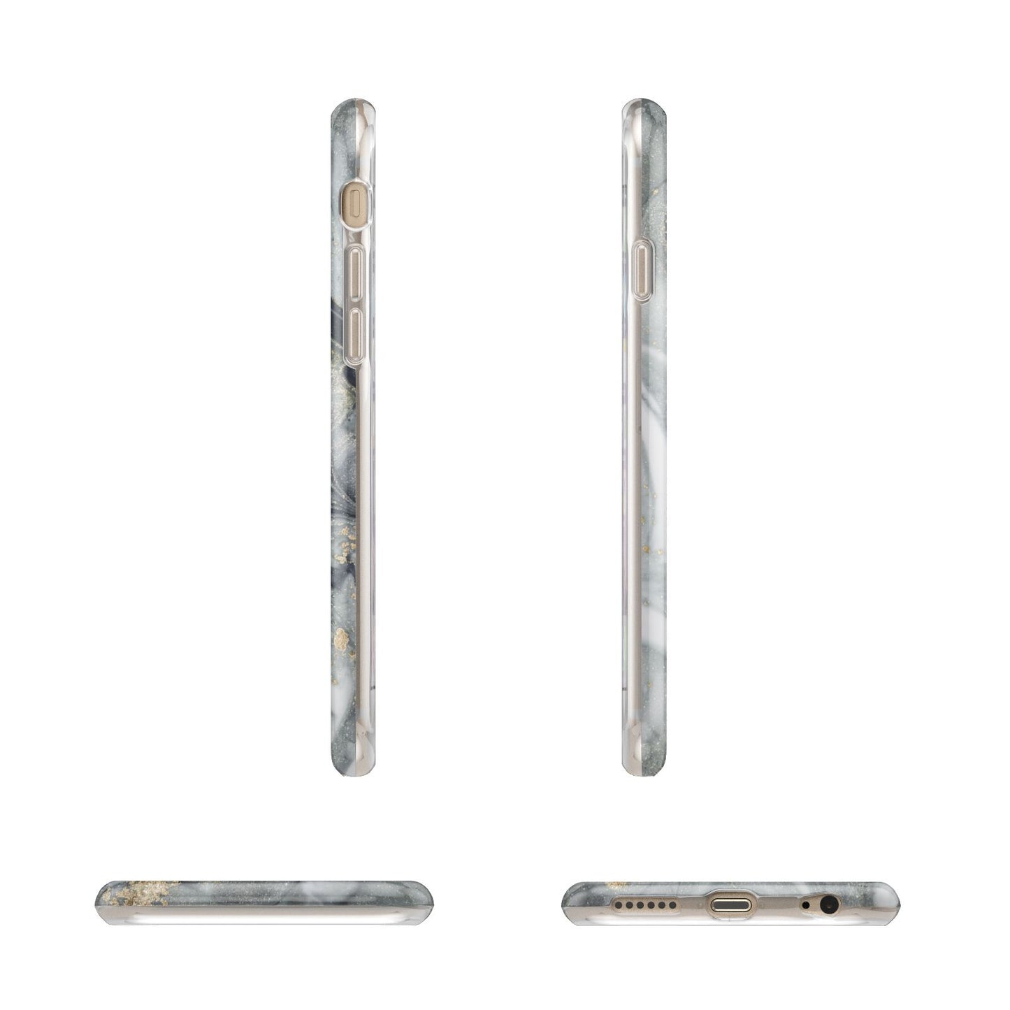 Monogram Black White Swirl Marble Apple iPhone 6 3D Wrap Tough Case Alternative Image Angles