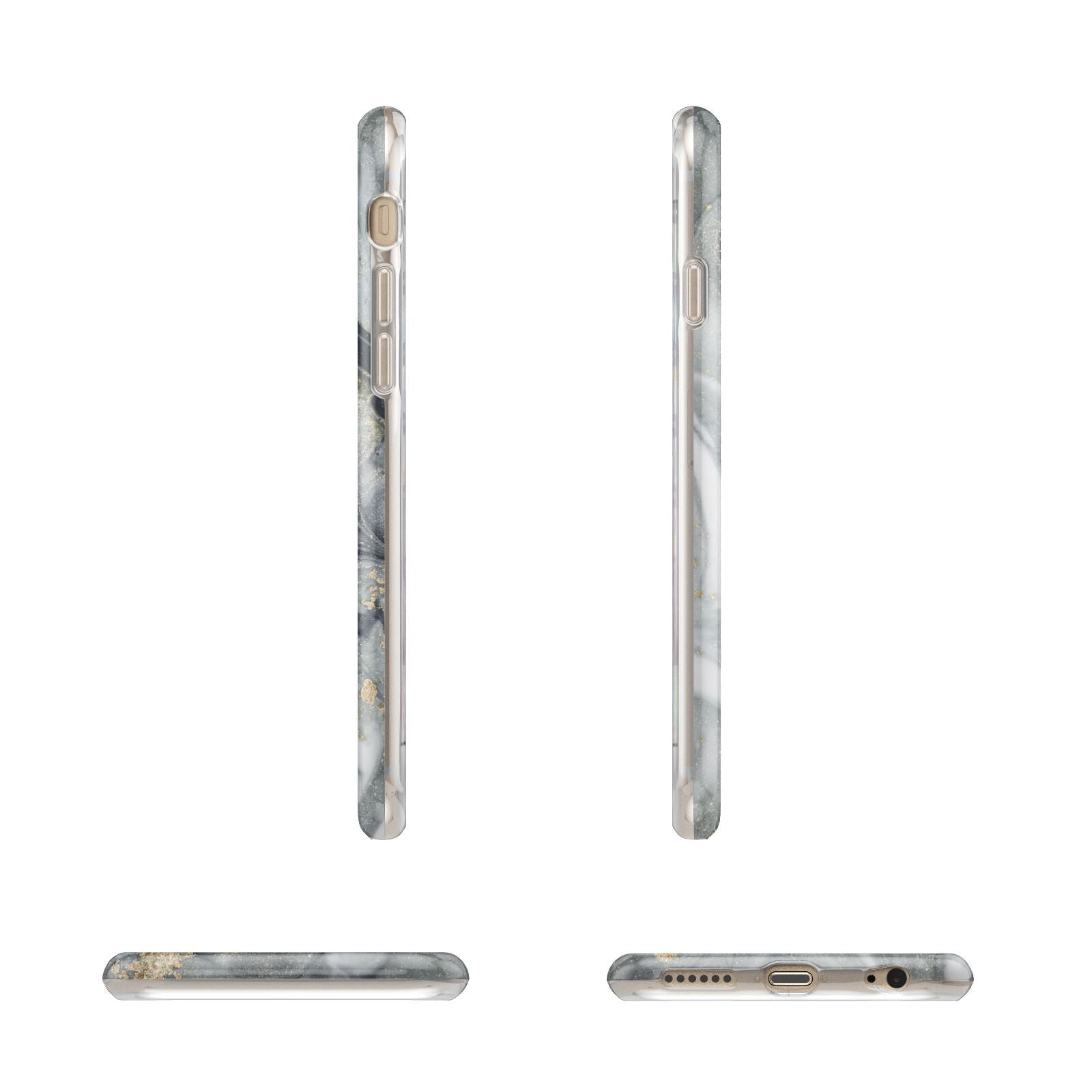 Monogram Black White Swirl Marble Apple iPhone 6 3D Wrap Tough Case Alternative Image Angles