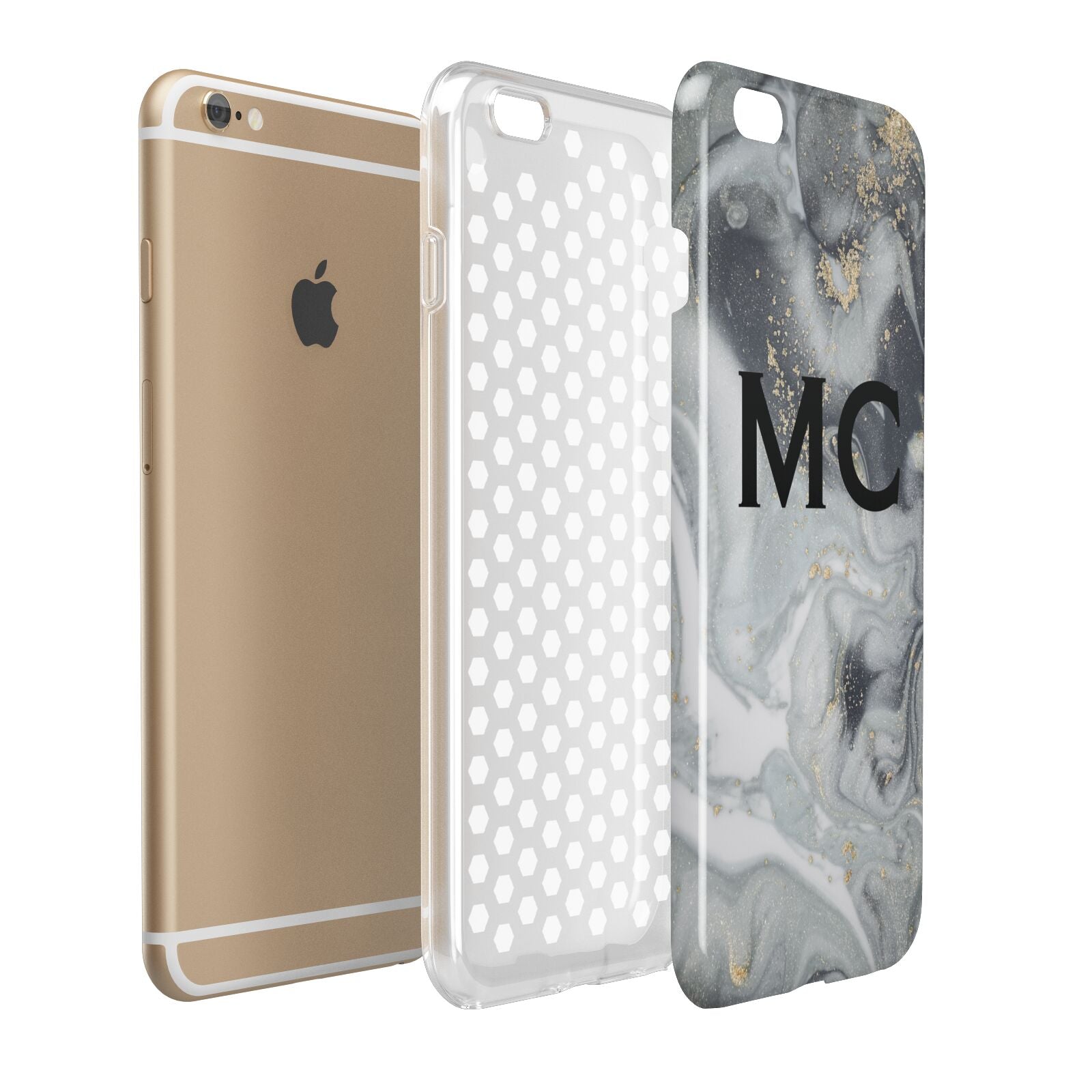 Monogram Black White Swirl Marble Apple iPhone 6 Plus 3D Tough Case Expand Detail Image