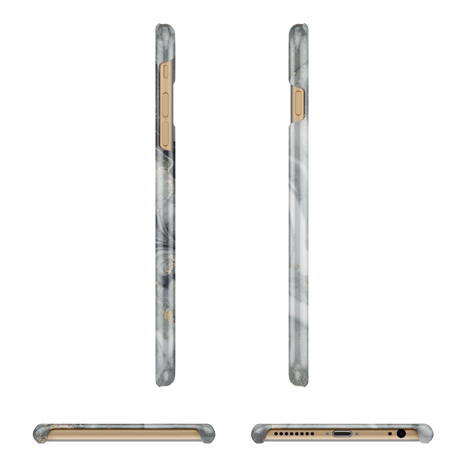 Monogram Black White Swirl Marble Apple iPhone 6 Plus 3D Wrap Snap Case Angled Images