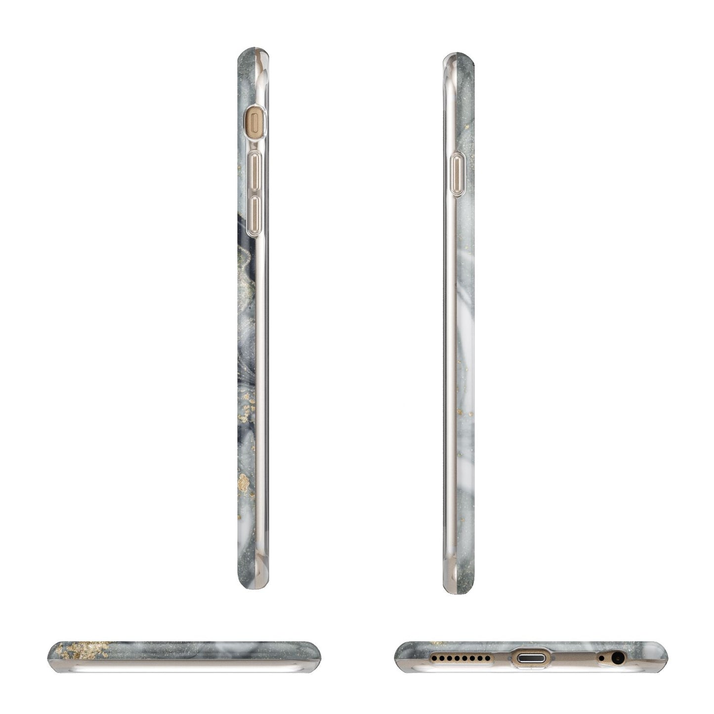 Monogram Black White Swirl Marble Apple iPhone 6 Plus 3D Wrap Tough Case Alternative Image Angles