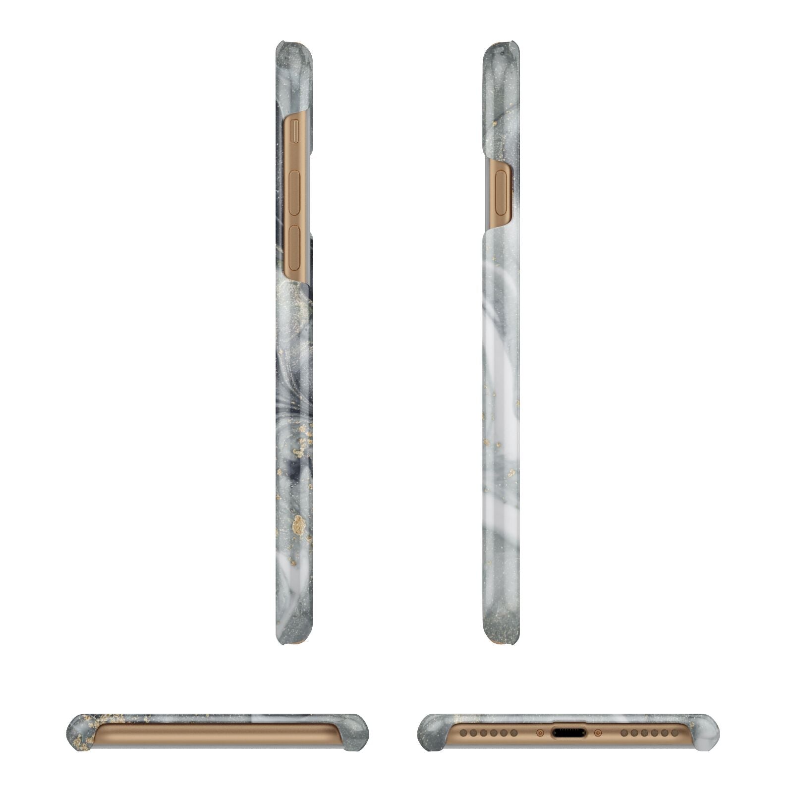 Monogram Black White Swirl Marble Apple iPhone 7 8 3D Wrap Snap Case Angled Images