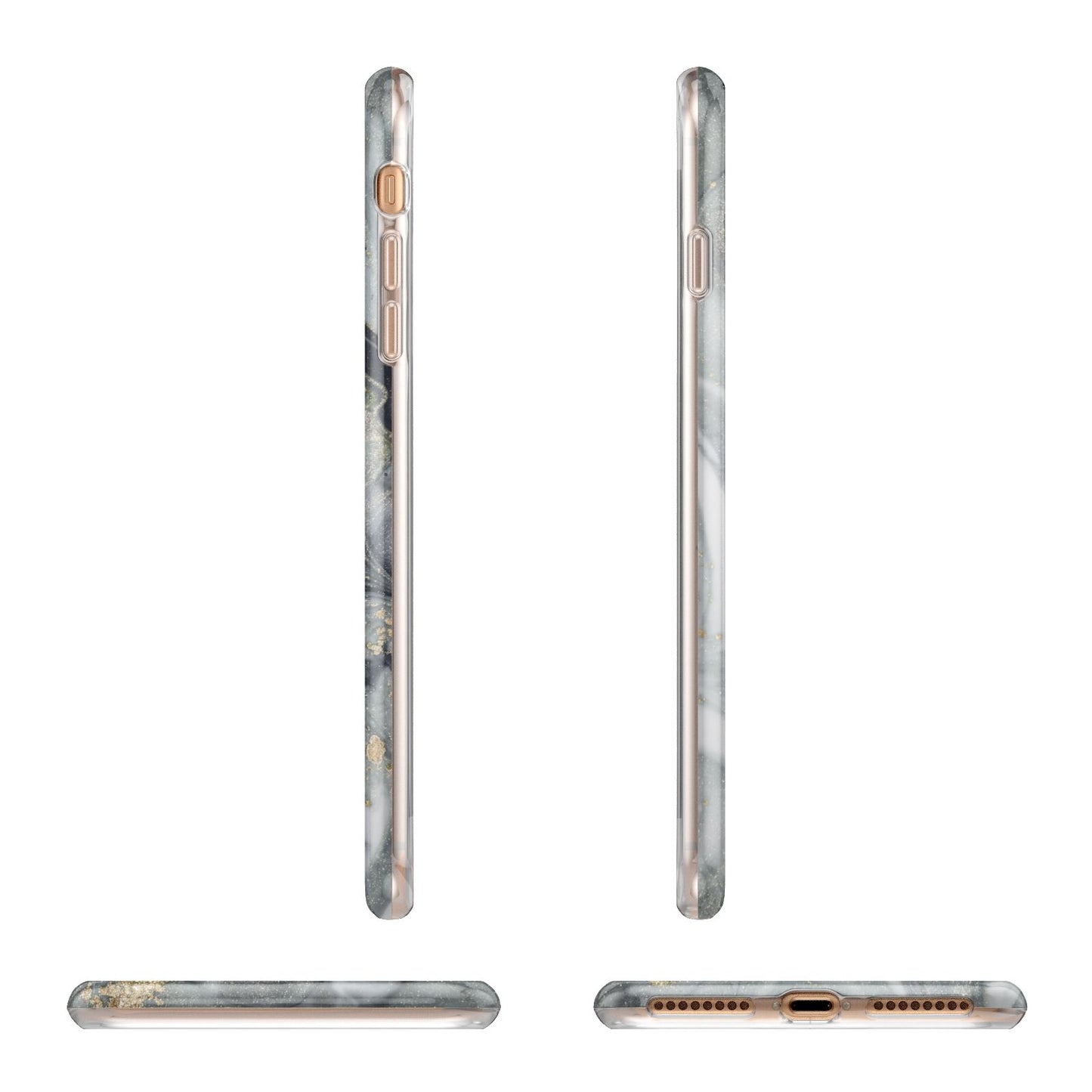 Monogram Black White Swirl Marble Apple iPhone 7 8 Plus 3D Wrap Tough Case Alternative Image Angles