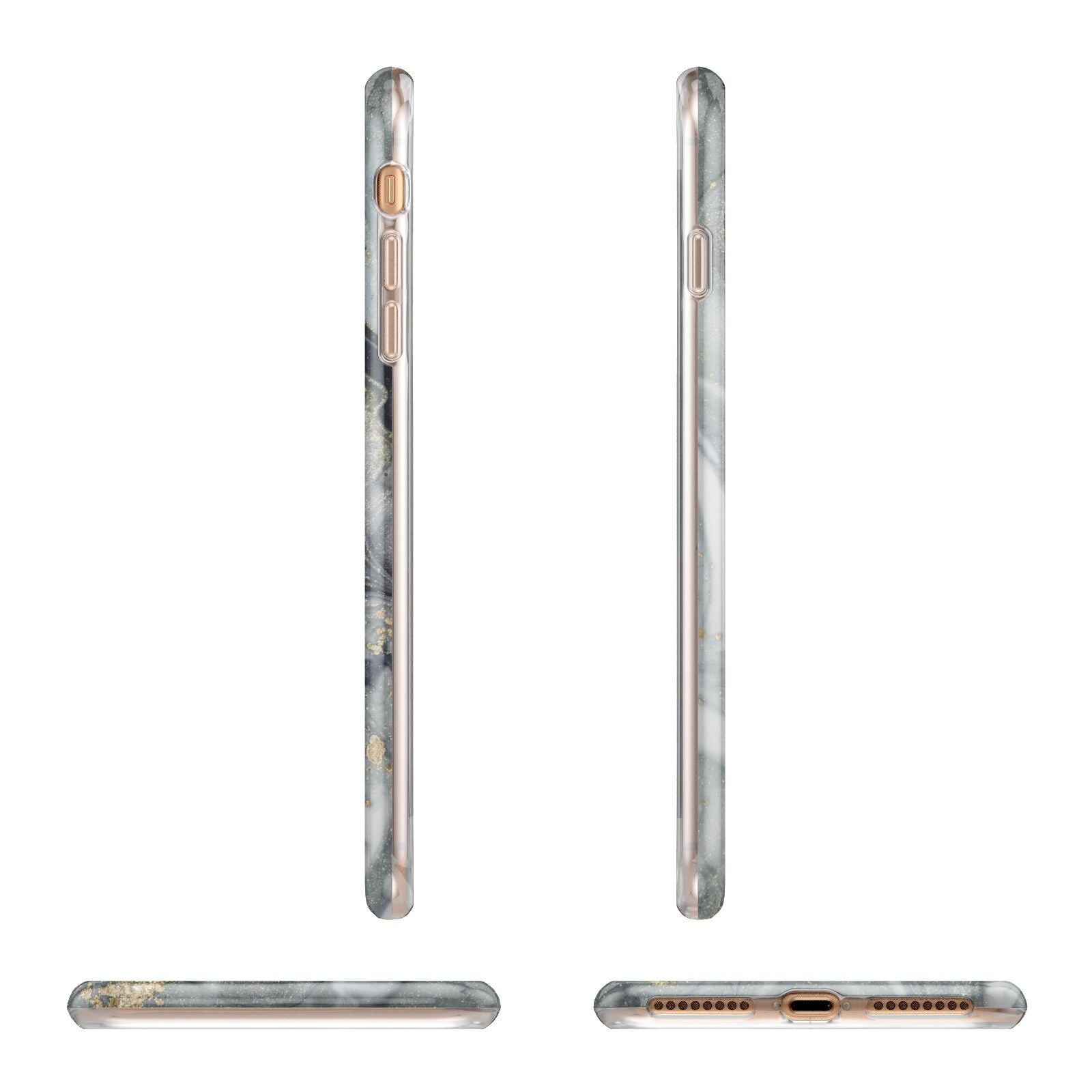 Monogram Black White Swirl Marble Apple iPhone 7 8 Plus 3D Wrap Tough Case Alternative Image Angles