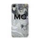 Monogram Black White Swirl Marble Apple iPhone XR White 3D Snap Case
