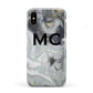 Monogram Black White Swirl Marble Apple iPhone XS 3D Tough