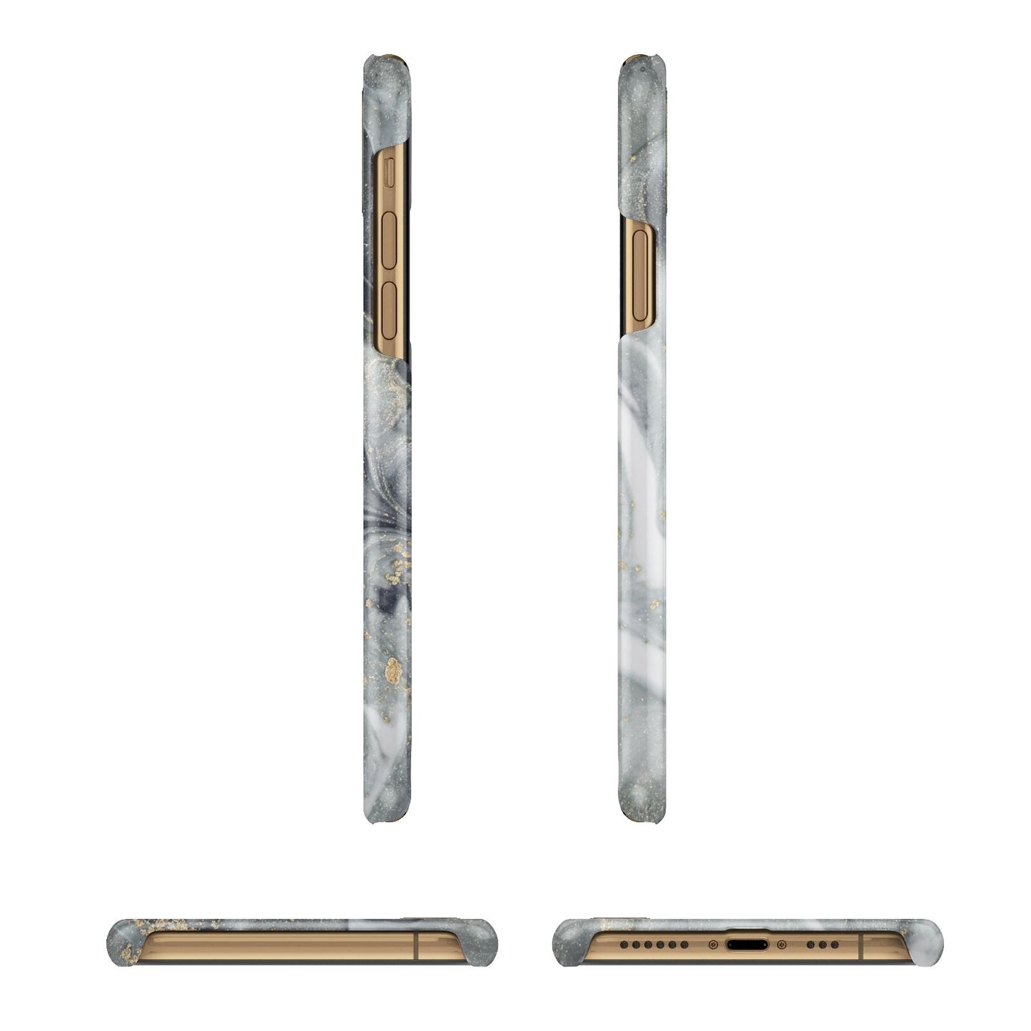 Monogram Black White Swirl Marble Apple iPhone Xs 3D Wrap Snap Case Angled Images