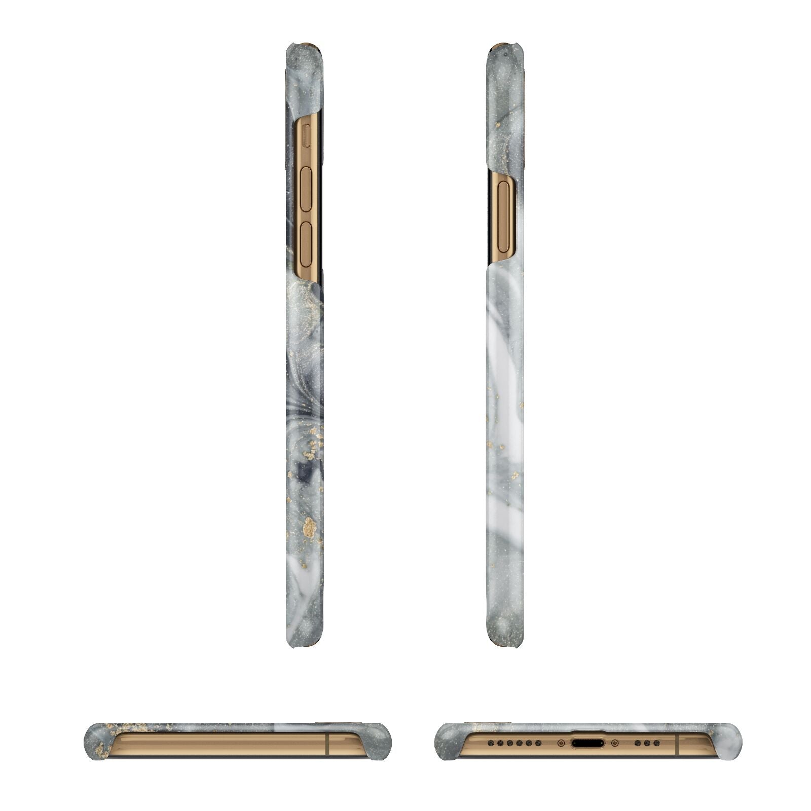 Monogram Black White Swirl Marble Apple iPhone Xs 3D Wrap Snap Case Angled Images