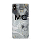Monogram Black White Swirl Marble Apple iPhone Xs Max 3D Snap Case