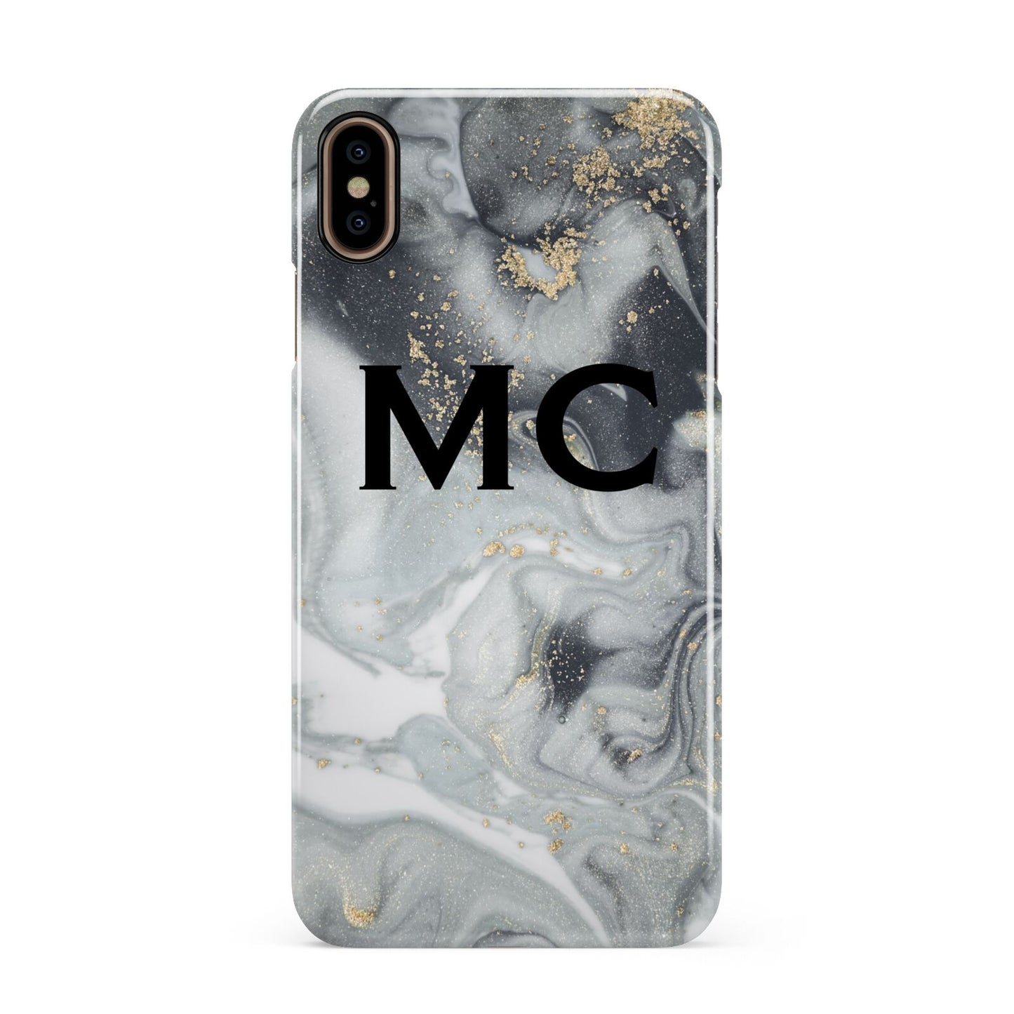 Monogram Black White Swirl Marble Apple iPhone Xs Max 3D Snap Case