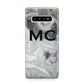 Monogram Black White Swirl Marble Samsung Galaxy S10 Plus Case