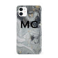 Monogram Black White Swirl Marble iPhone 11 3D Snap Case
