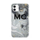 Monogram Black White Swirl Marble iPhone 11 3D Tough Case