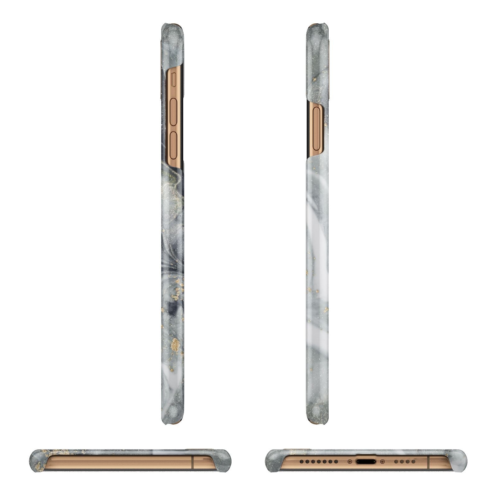 Monogram Black White Swirl Marble iPhone 11 Pro Max 3D Snap Case Angle Images