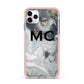Monogram Black White Swirl Marble iPhone 11 Pro Max Impact Pink Edge Case