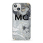 Monogram Black White Swirl Marble iPhone 13 Clear Bumper Case