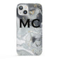 Monogram Black White Swirl Marble iPhone 13 Full Wrap 3D Snap Case