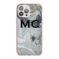 Monogram Black White Swirl Marble iPhone 13 Pro Max TPU Impact Case with Pink Edges