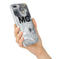 Monogram Black White Swirl Marble iPhone 7 Plus Bumper Case on Silver iPhone Alternative Image
