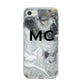 Monogram Black White Swirl Marble iPhone 8 Bumper Case on Silver iPhone