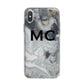 Monogram Black White Swirl Marble iPhone X Bumper Case on Silver iPhone Alternative Image 1