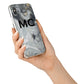 Monogram Black White Swirl Marble iPhone X Bumper Case on Silver iPhone Alternative Image 2
