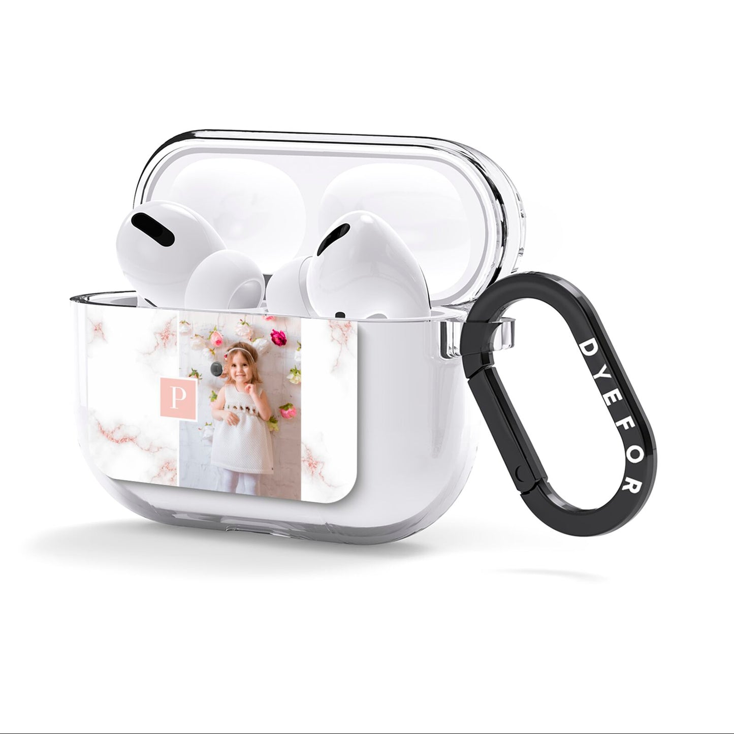 Monogram Marble Photo Upload AirPods Clear Case 3rd Gen Side Image
