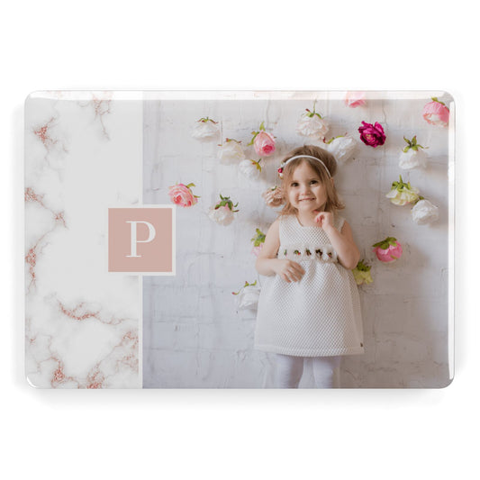 Monogram Marble Photo Upload Apple MacBook Case