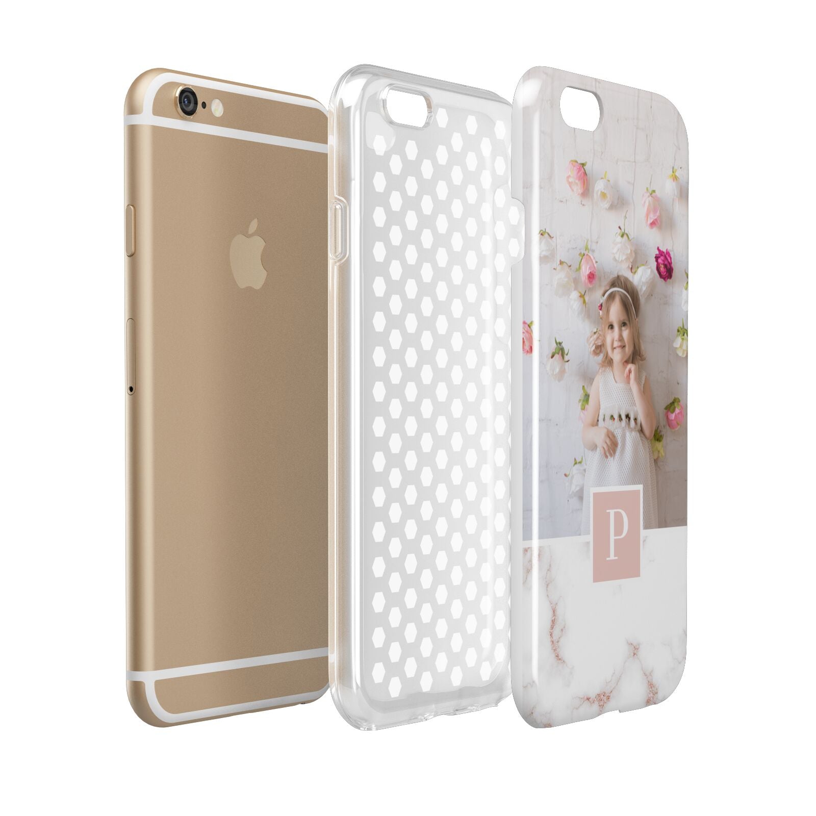 Monogram Marble Photo Upload Apple iPhone 6 3D Tough Case Expanded view