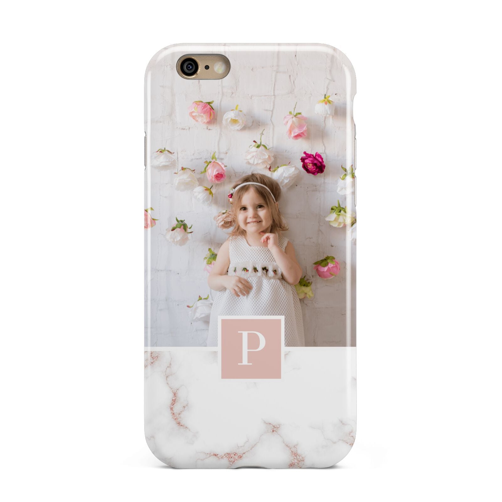 Monogram Marble Photo Upload Apple iPhone 6 3D Tough Case