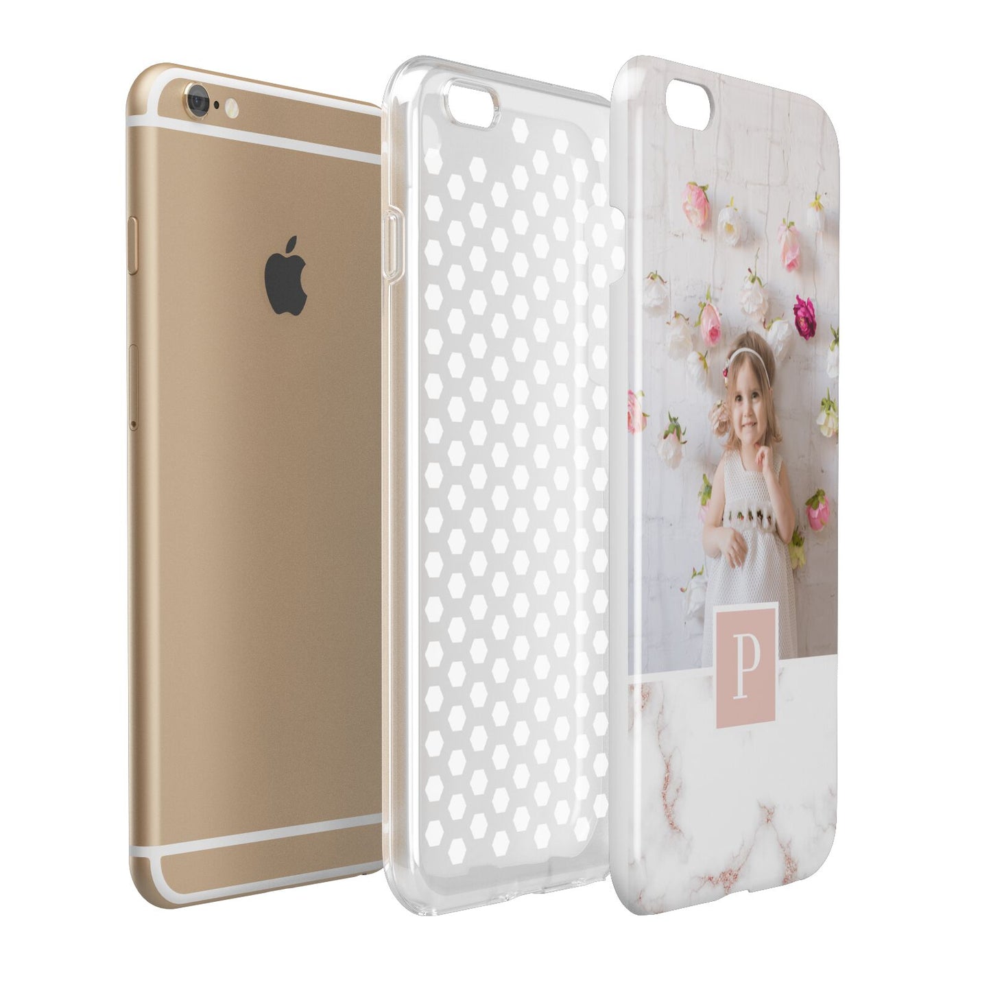 Monogram Marble Photo Upload Apple iPhone 6 Plus 3D Tough Case Expand Detail Image