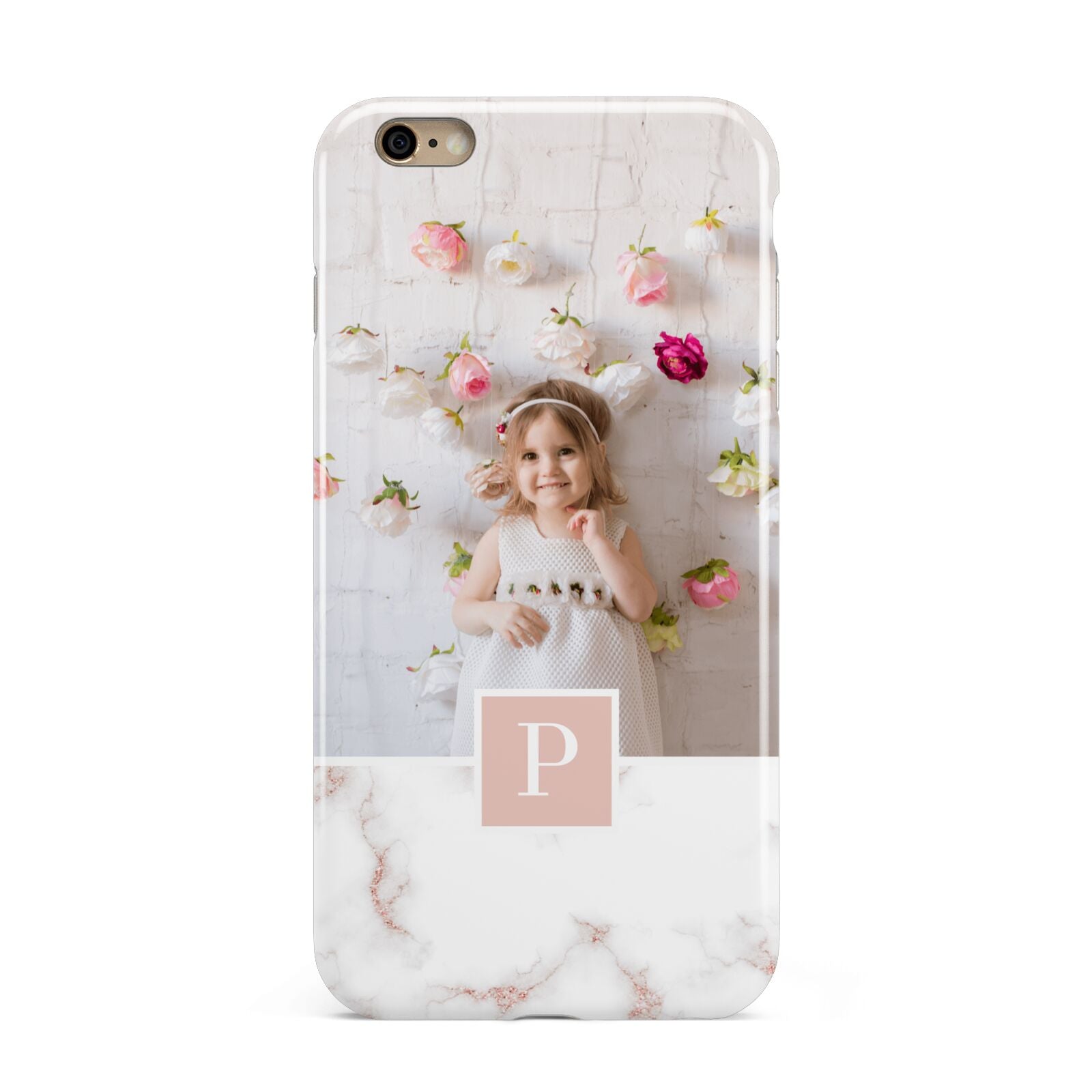 Monogram Marble Photo Upload Apple iPhone 6 Plus 3D Tough Case