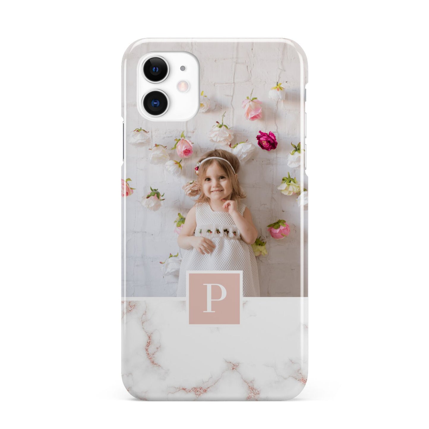 Monogram Marble Photo Upload iPhone 11 3D Snap Case
