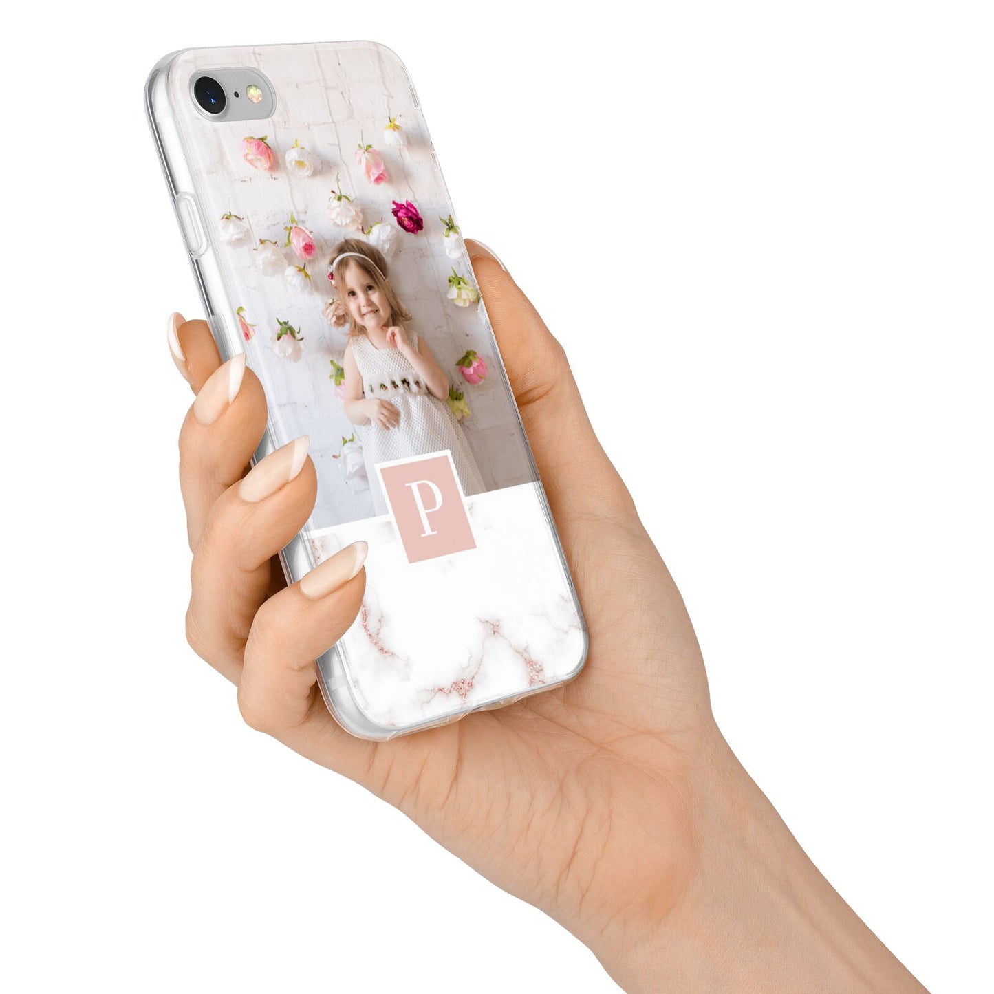 Monogram Marble Photo Upload iPhone 7 Bumper Case on Silver iPhone Alternative Image