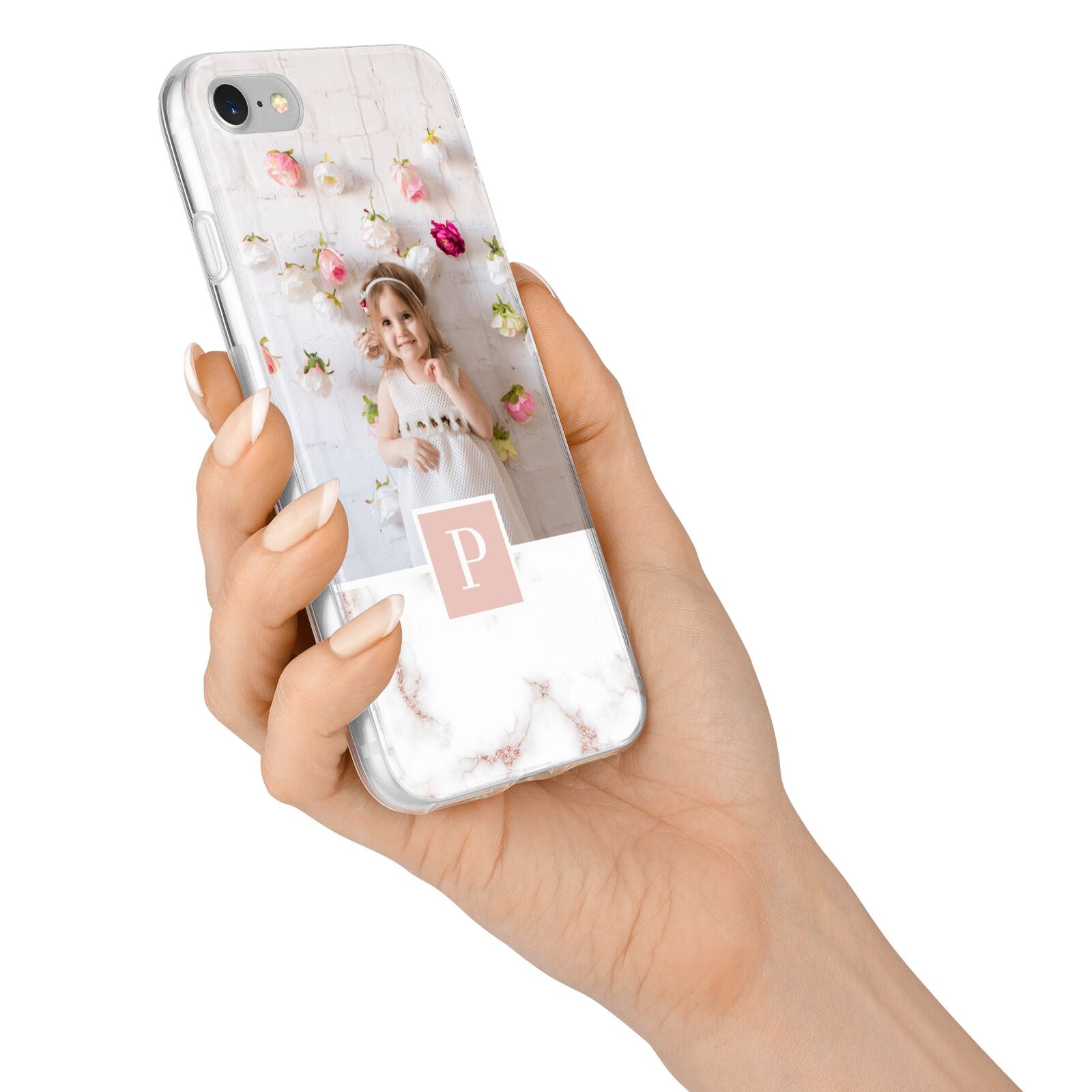 Monogram Marble Photo Upload iPhone 7 Bumper Case on Silver iPhone Alternative Image