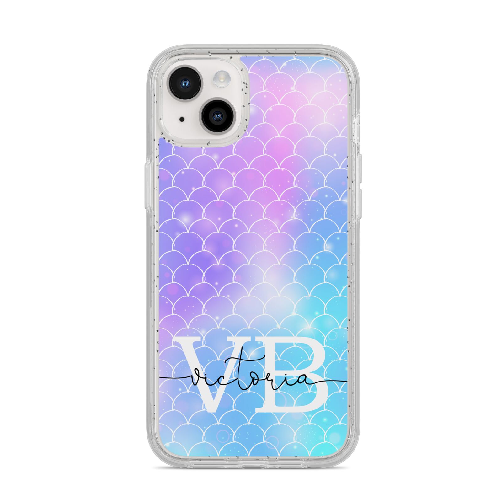 Monogram Mermaid Glitter with Name iPhone 14 Plus Glitter Tough Case Starlight