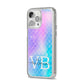 Monogram Mermaid Glitter with Name iPhone 14 Pro Max Clear Tough Case Silver Angled Image