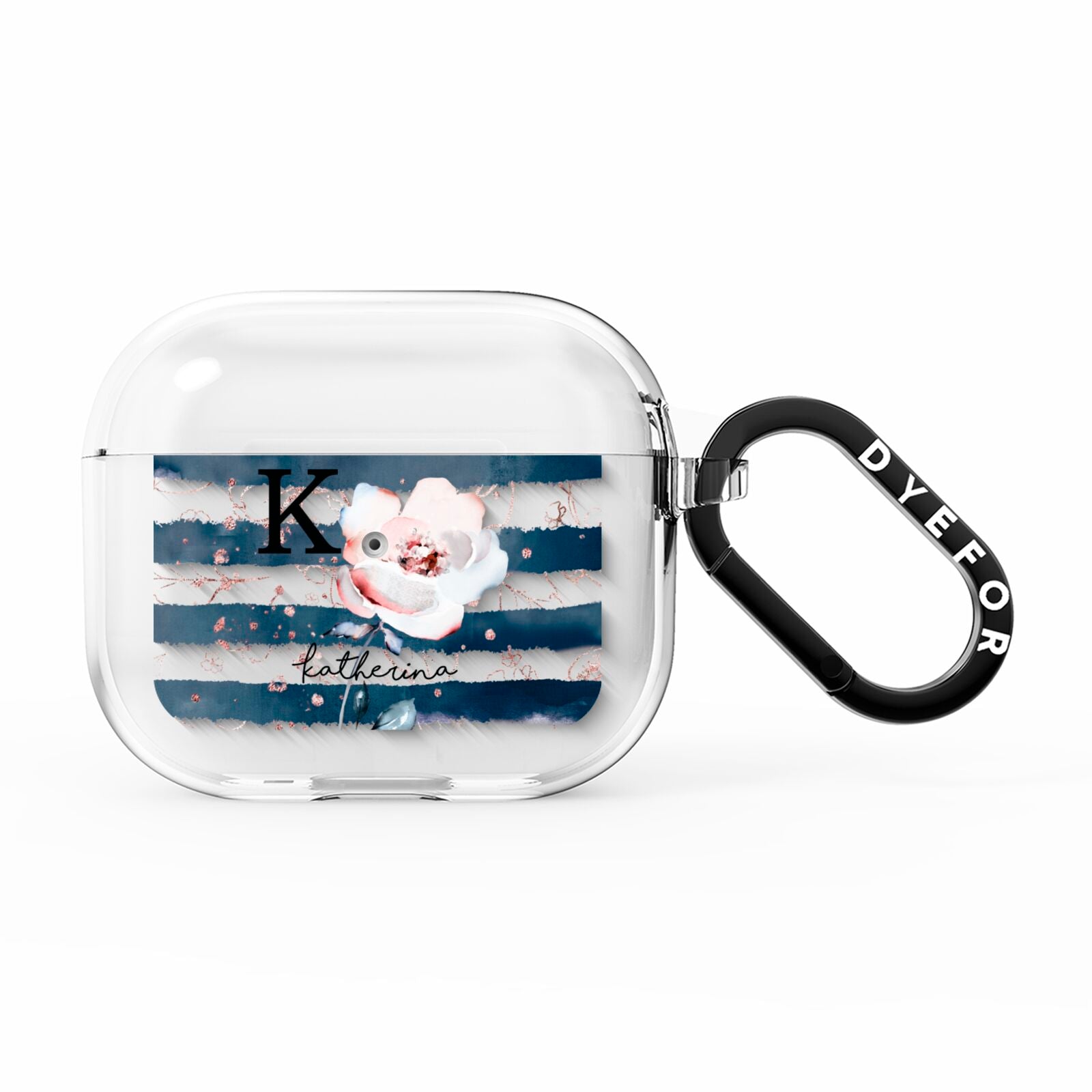 Monogram Pink Blue Striped Watercolour AirPods Clear Case 3rd Gen