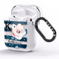 Monogram Pink Blue Striped Watercolour AirPods Clear Case Side Image